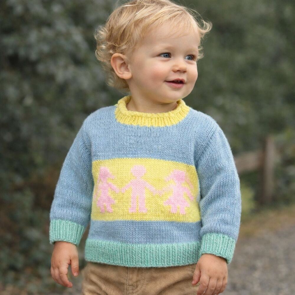Vintage Handmade Knit Toddler Sweater 2T Pastel Folk Cottagecore Kids Pullover